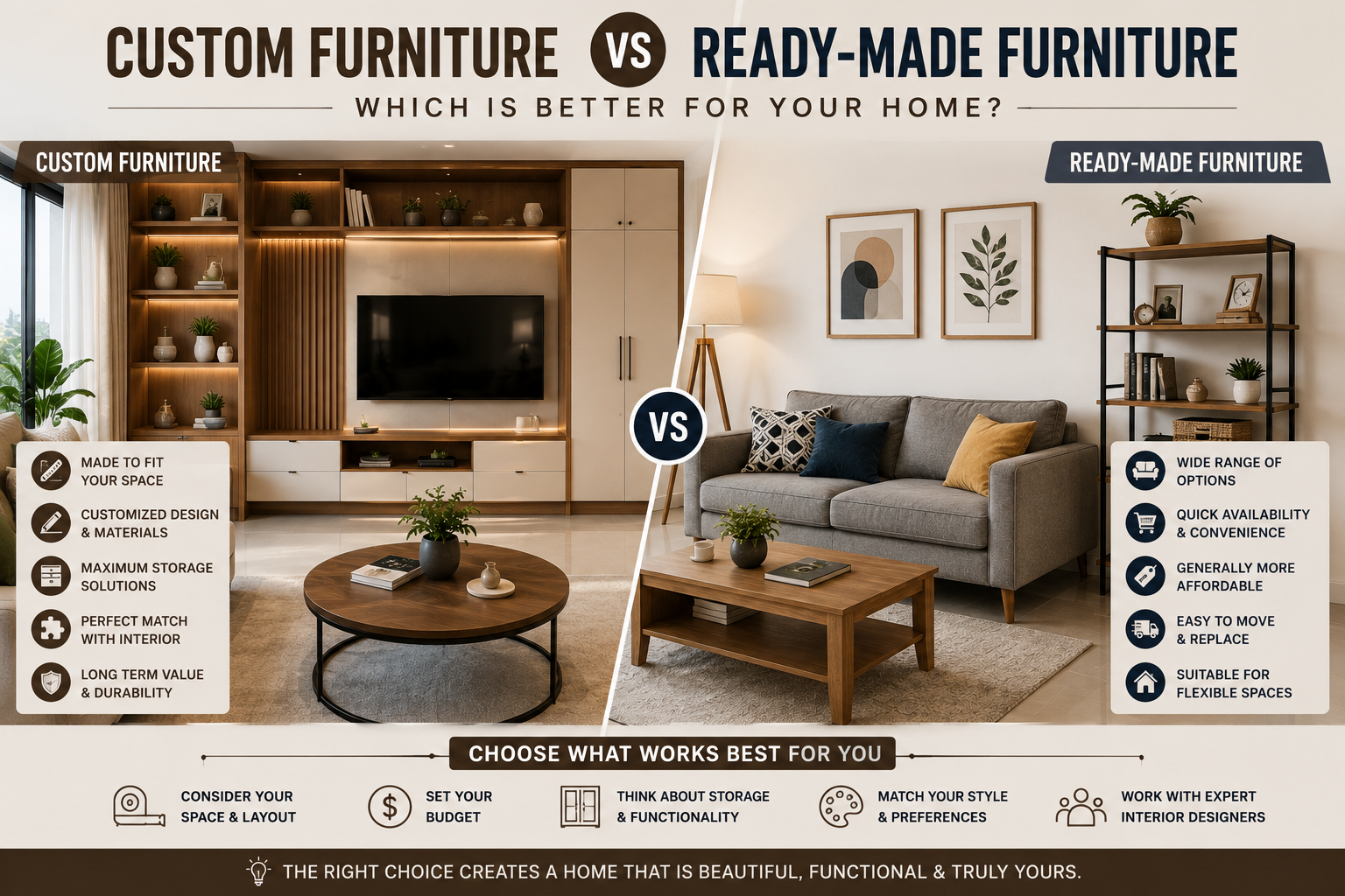 Custom Furniture vs Ready-Made Furniture: Which Is Better for Your Home?